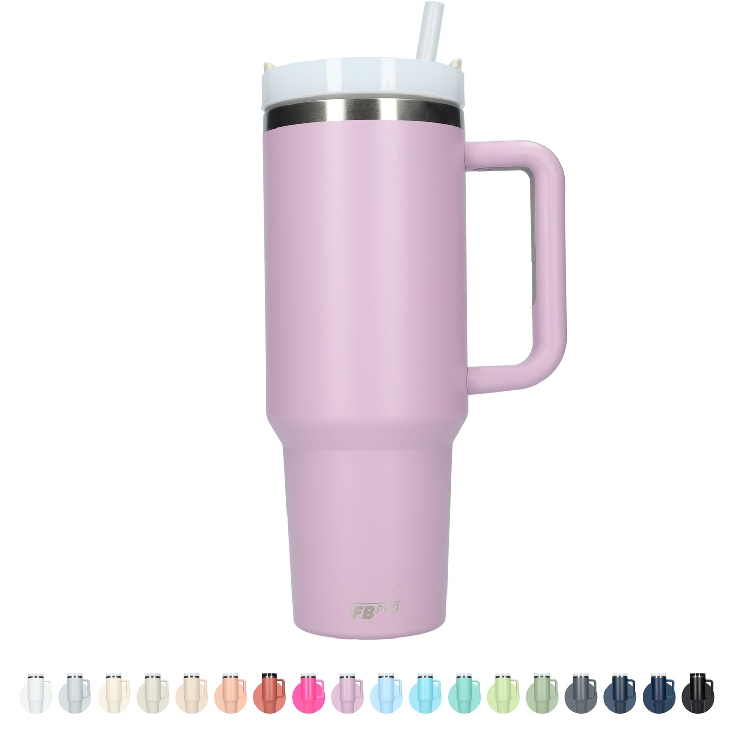 Thermos drinkbeker tumbler 1.2L met handvat en rietje - Thermosbeker - 1200 ML - Paars