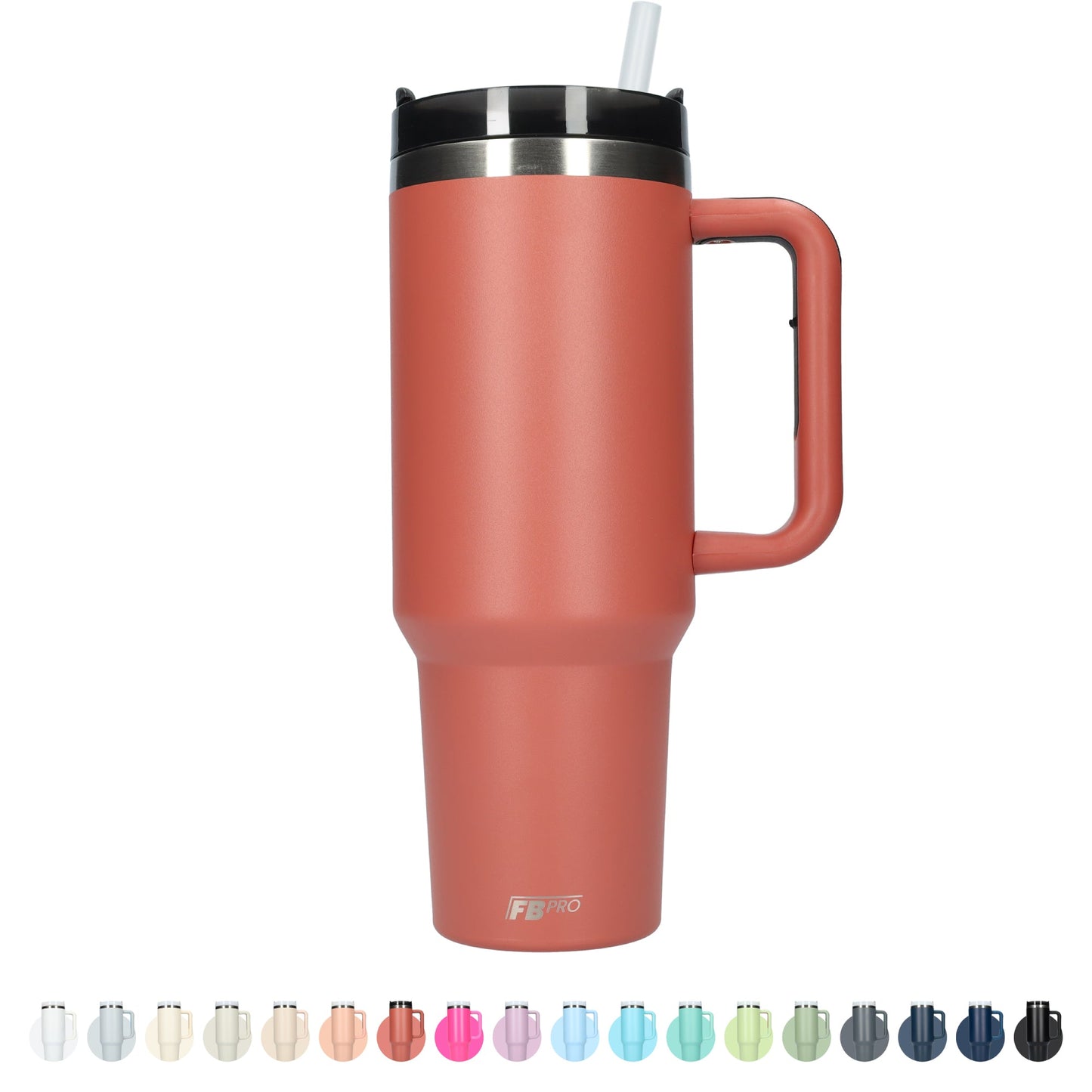 Thermos drinkbeker tumbler 1.2L met handvat en rietje - Thermosbeker - 1200 ML - Rood