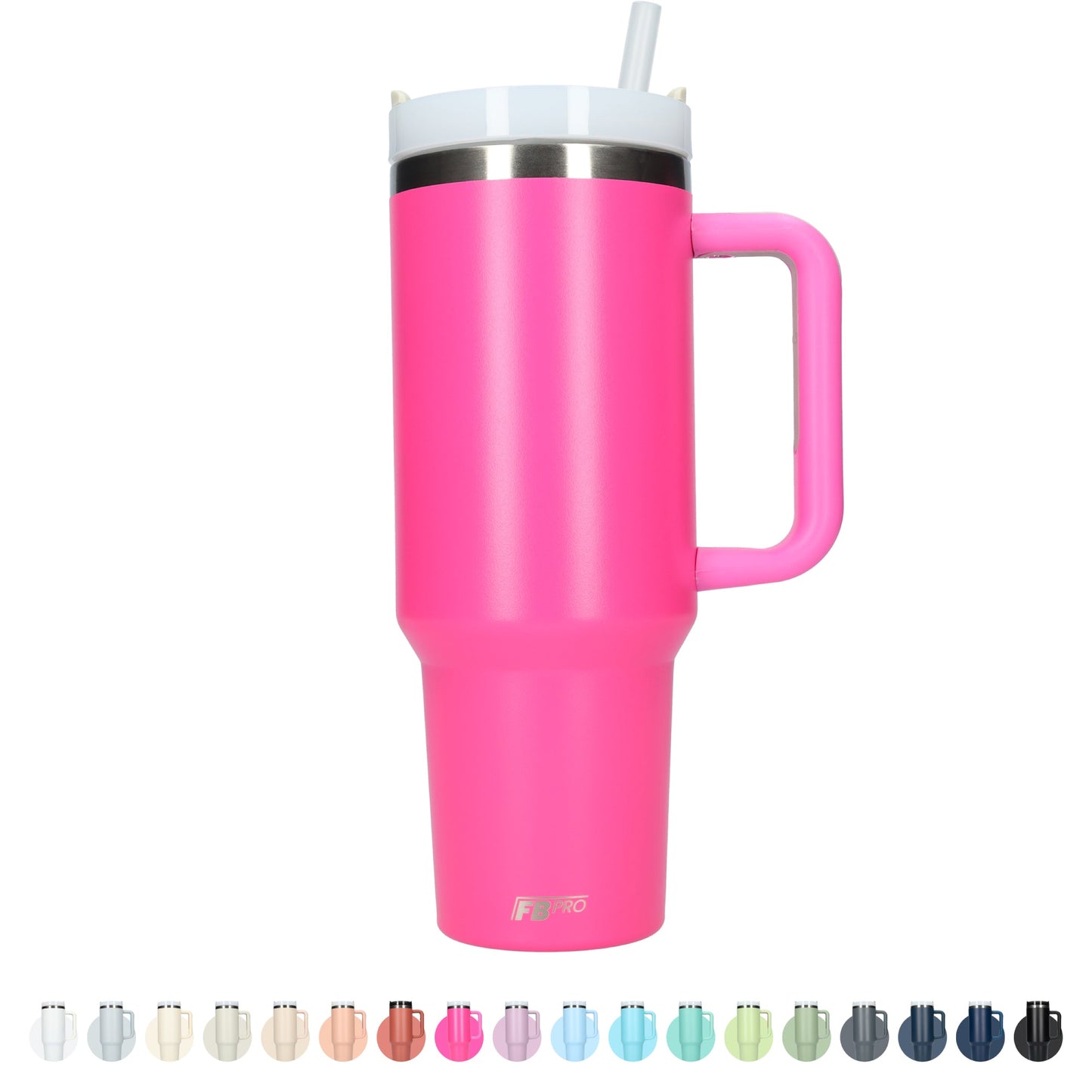 Thermos drinkbeker tumbler 1.2L met handvat en rietje - Thermosbeker - 1200 ML - Roze