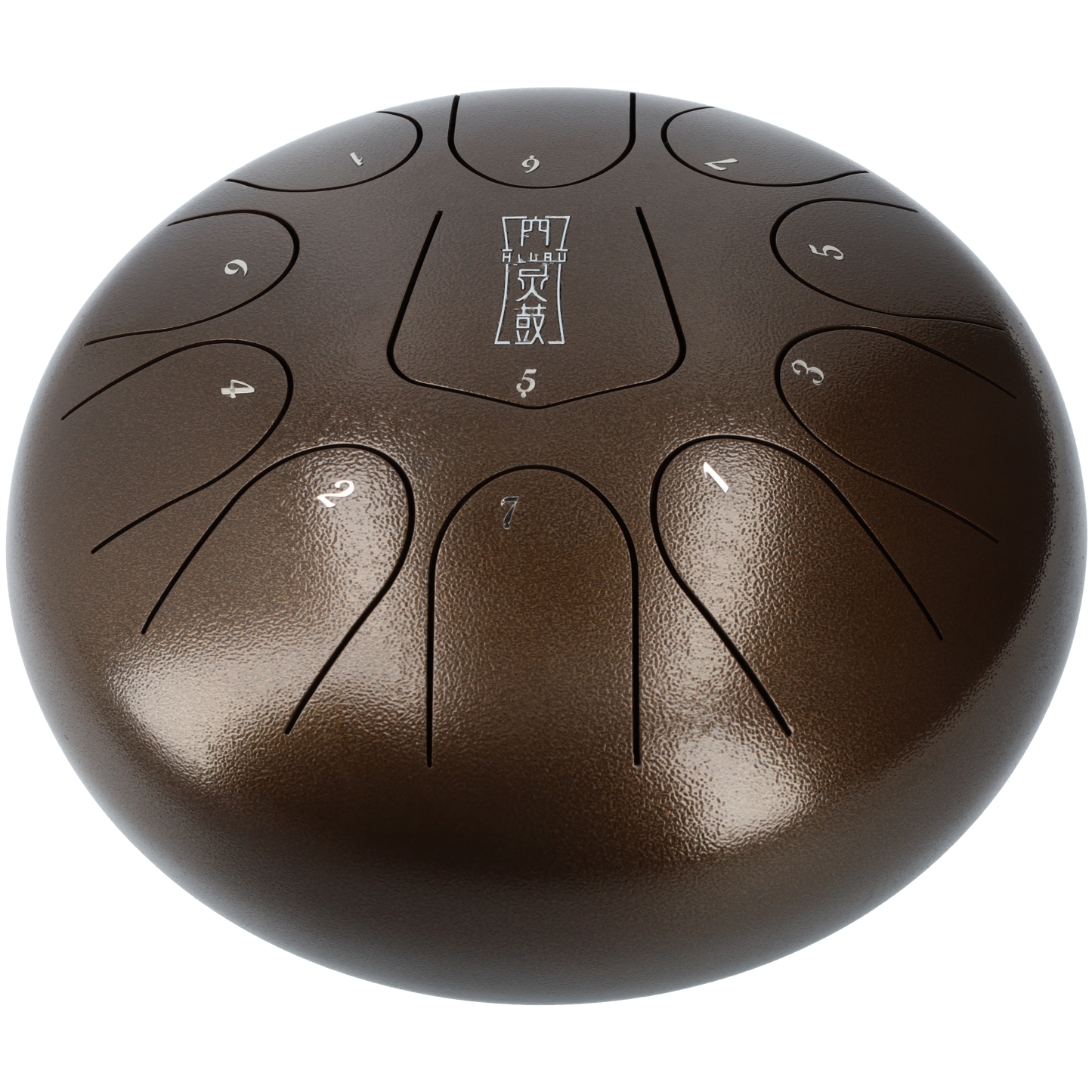 Handpan klankschaal - Tongue drum met bijpassende tas - Met 2 drumsticks! - 25.4 CM / 10 inch diameter - Donkerbruin brons