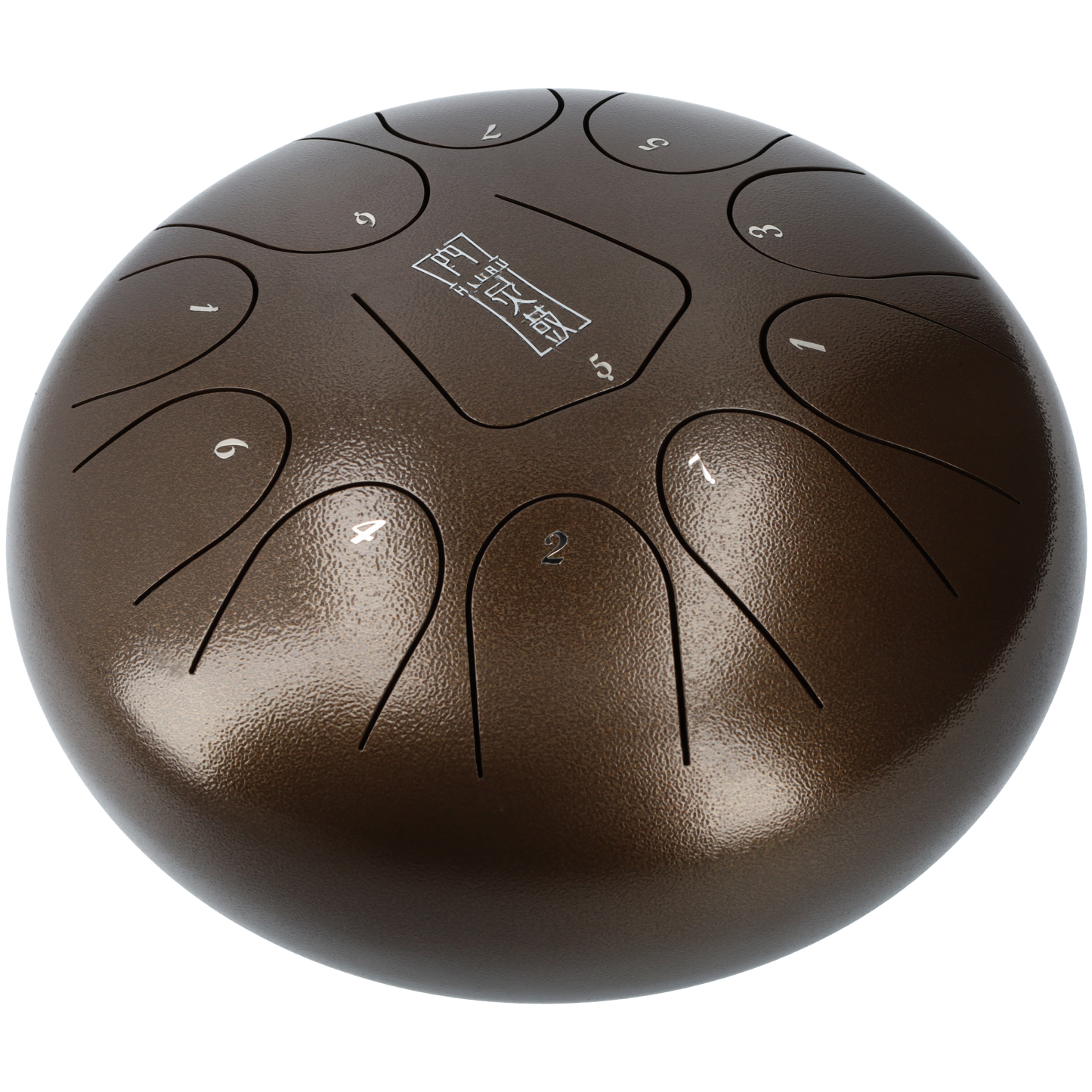 Handpan klankschaal - Tongue drum met bijpassende tas - Met 2 drumsticks! - 25.4 CM / 10 inch diameter - Donkerbruin brons