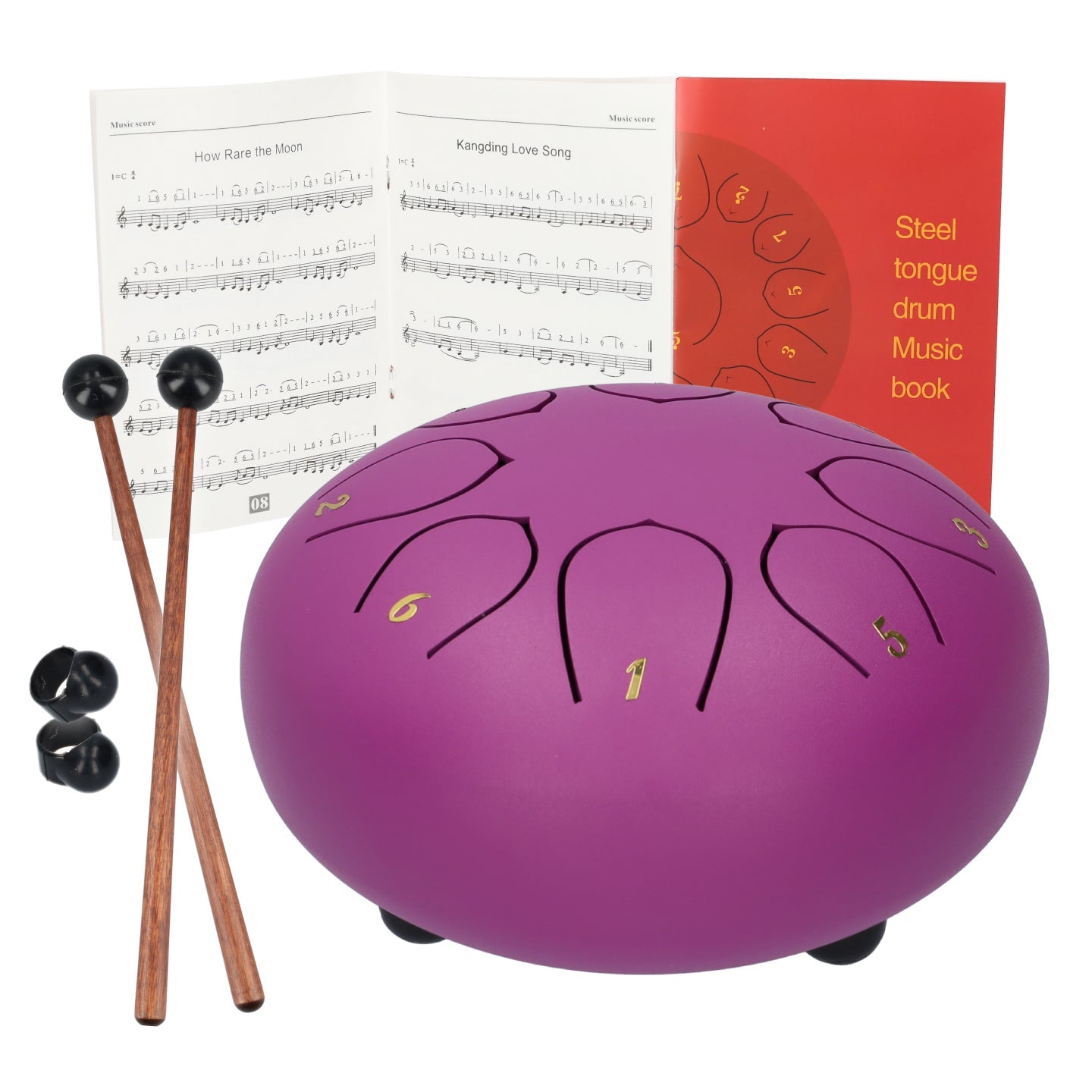 Handpan klankschaal met 8 noten - Medium tongue drum - Regen drum - 15.24 CM / 6 inch diameter - Magenta