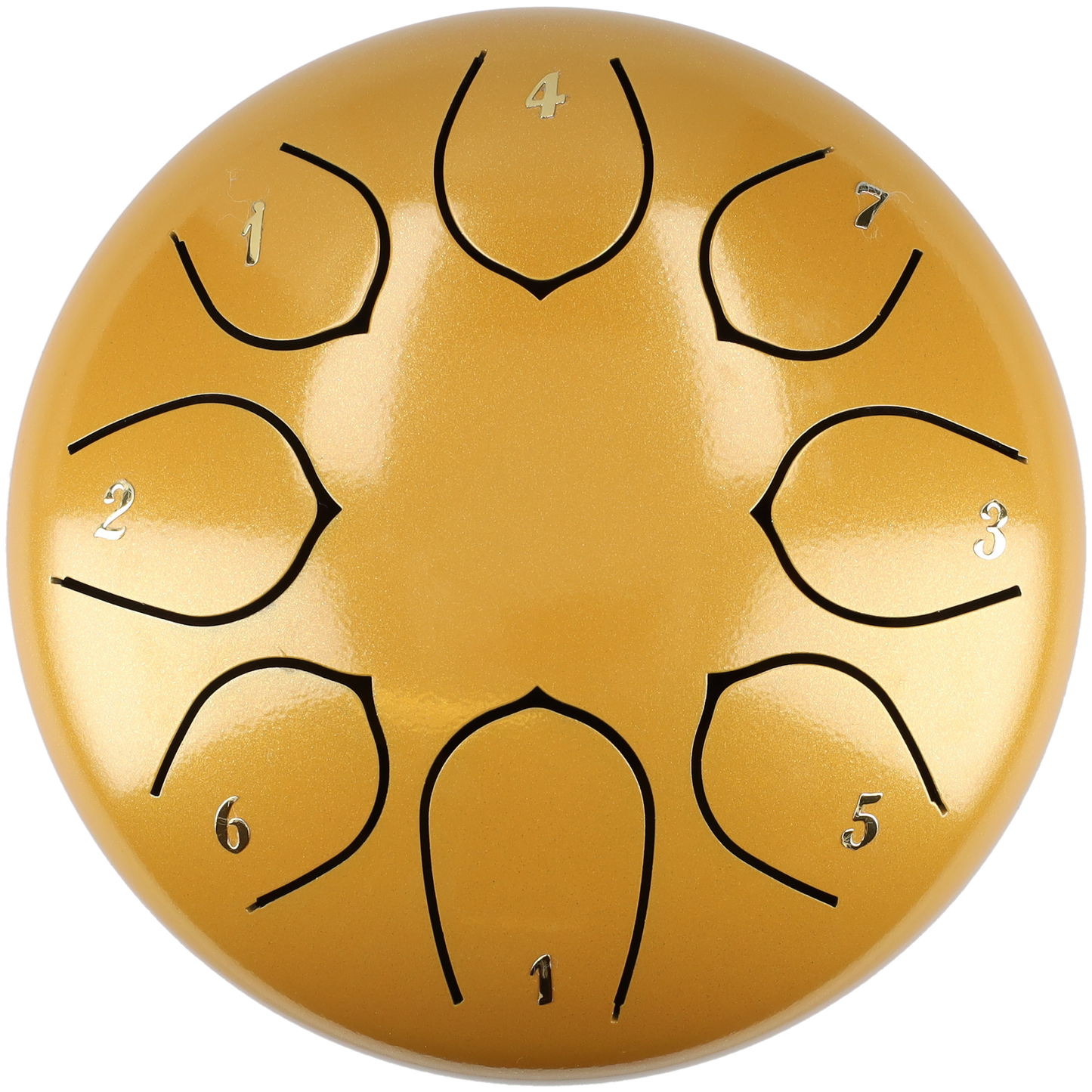 Handpan klankschaal met 8 noten - Medium tongue drum - Regen drum - 15.24 CM / 6 inch diameter - Goud