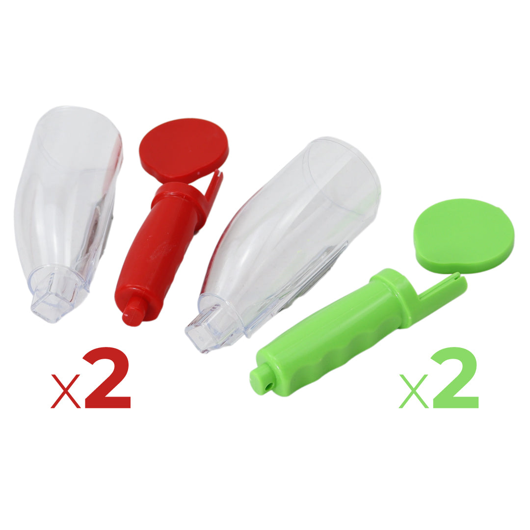 Dunschiller met opvangbak x4 - Aardappelschilmesje met reservoir - Groen en Rood