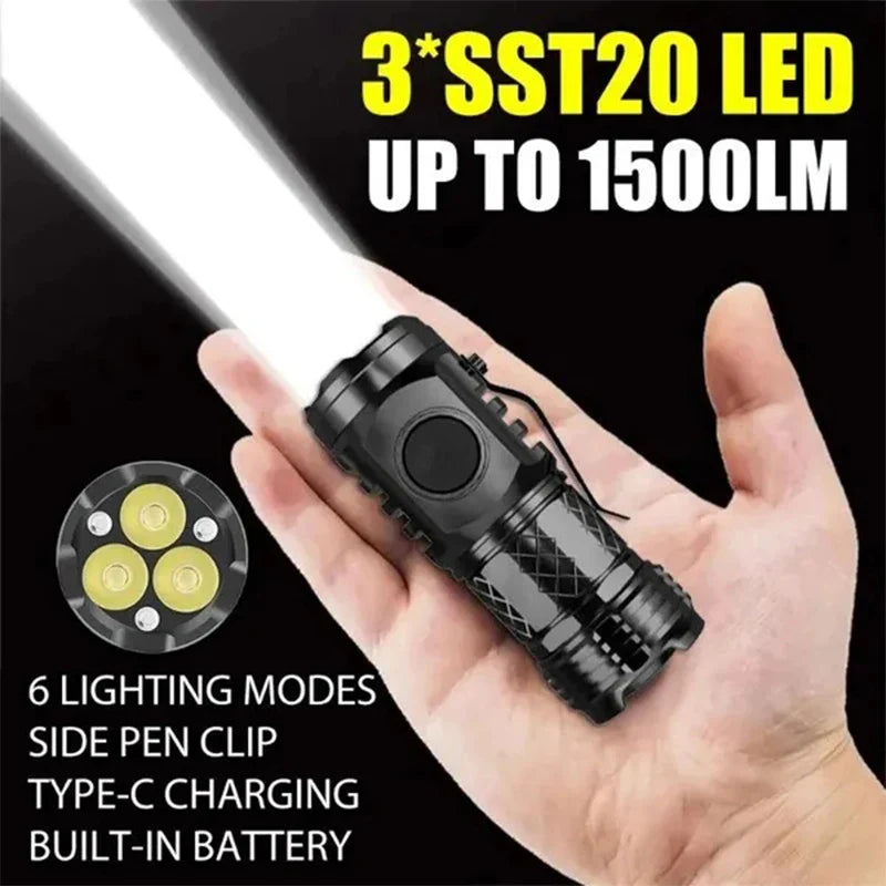 PocketMan LED Mini Zaklamp - Zeer Felle Penlight - 1500 Lumen - USB-C Oplaadbaar - 6 Standen