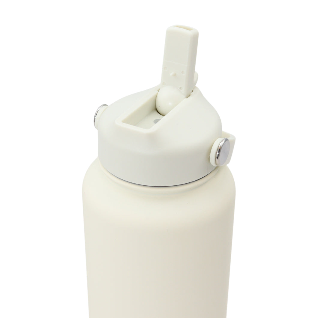 Thermos waterfles 1 liter - Isolerende Waterfles met Draaibare Drinktuit - Ivoor Wit