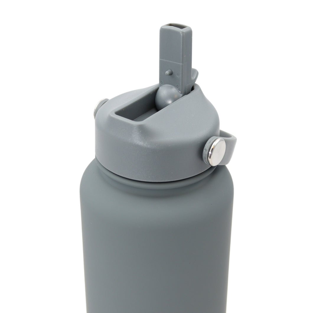 Thermos waterfles 1 liter - Isolerende Waterfles met Draaibare Drinktuit - Grijs