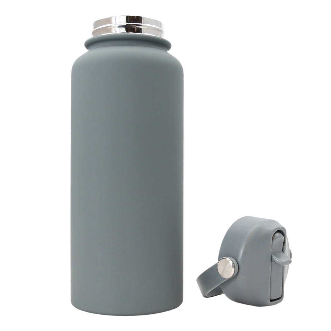 Thermos waterfles 1 liter - Isolerende Waterfles met Draaibare Drinktuit - Grijs