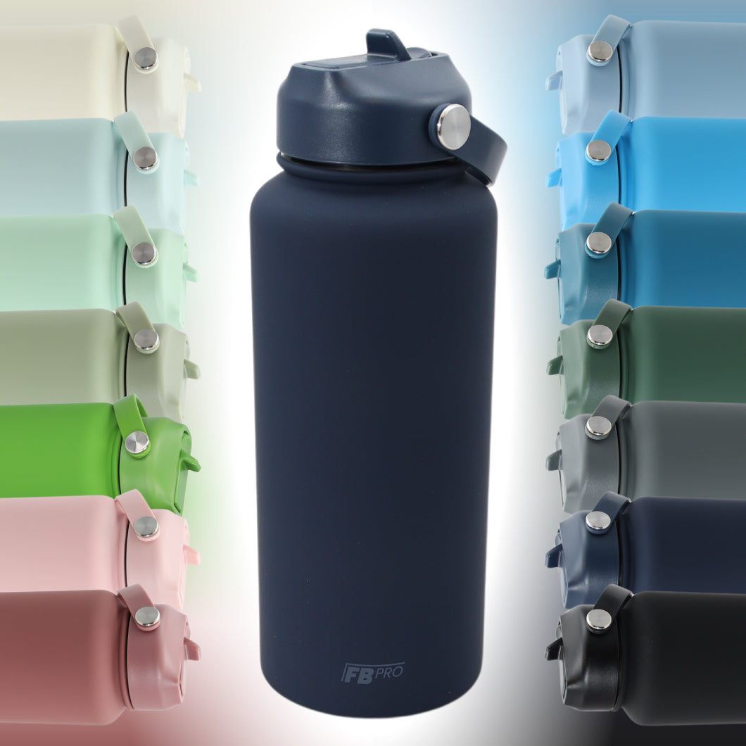Thermos waterfles 1 liter - Isolerende Waterfles met Draaibare Drinktuit - Blauw - Donkerblauw