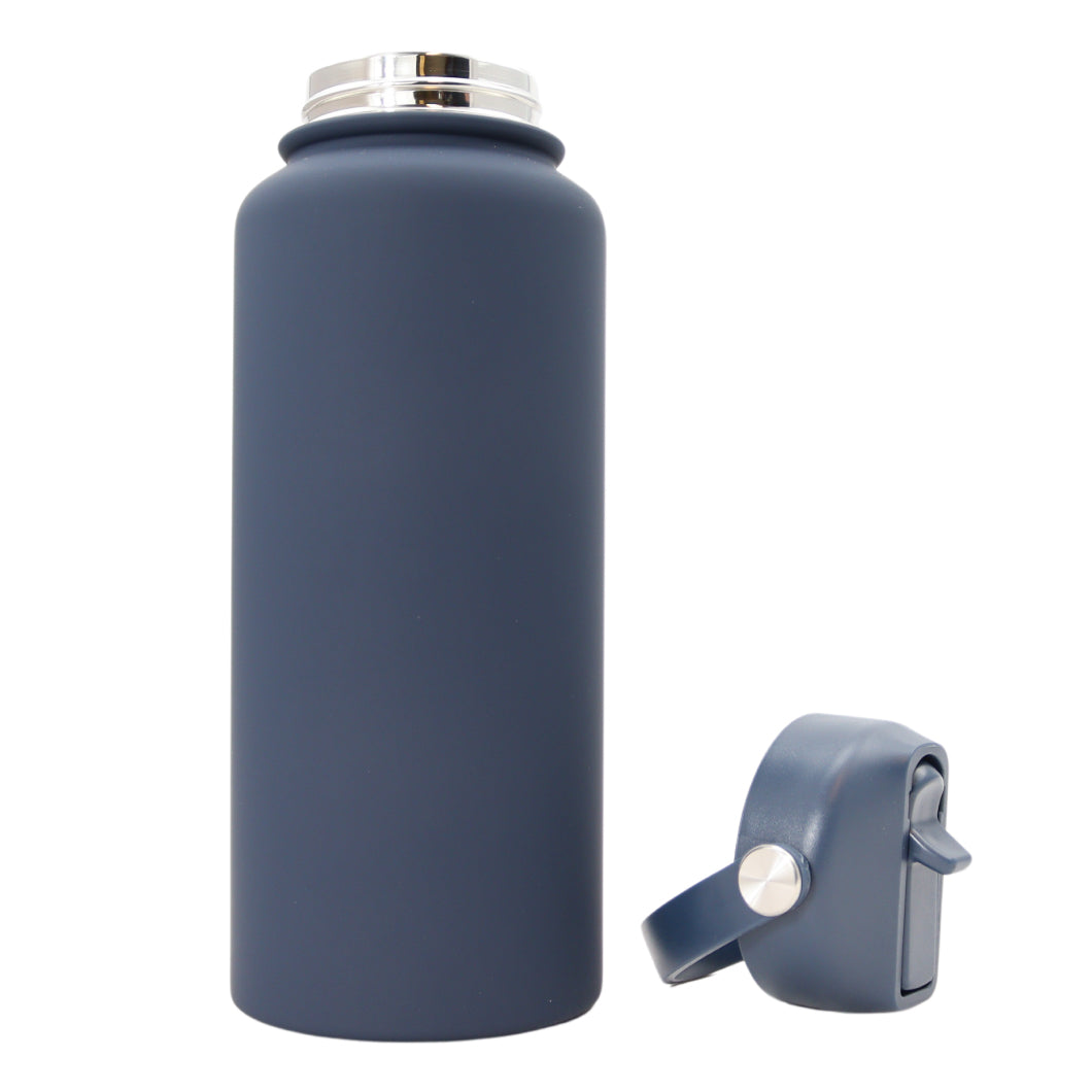 Thermos waterfles 1 liter - Isolerende Waterfles met Draaibare Drinktuit - Blauw - Donkerblauw