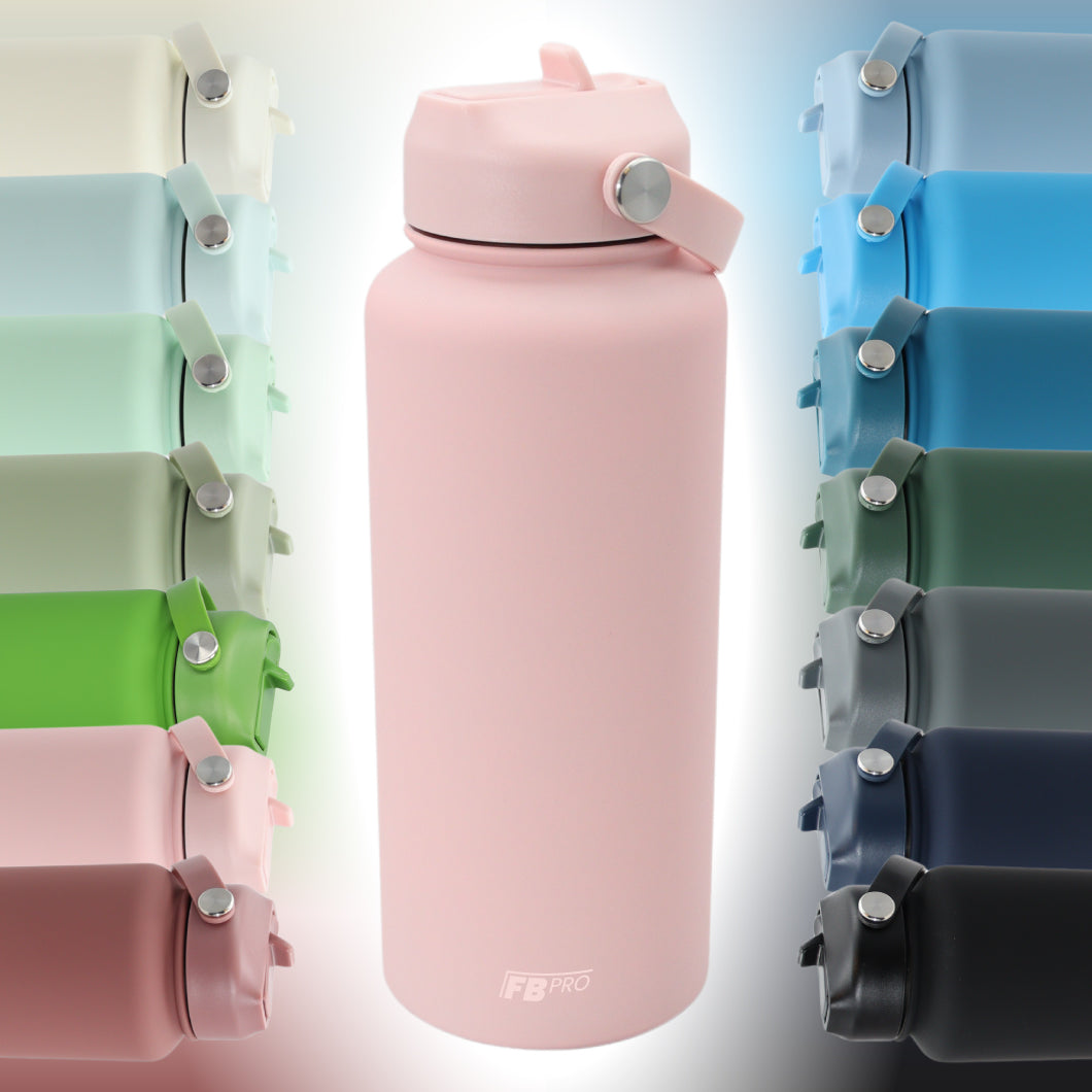 Thermos waterfles 1 liter - Isolerende Waterfles met Draaibare Drinktuit - Blush Pink - Roze