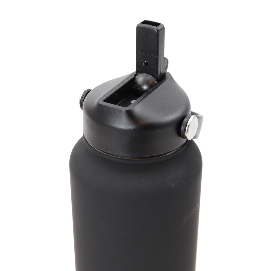 Thermos waterfles 1 liter - Isolerende Waterfles met Draaibare Drinktuit - Zwart
