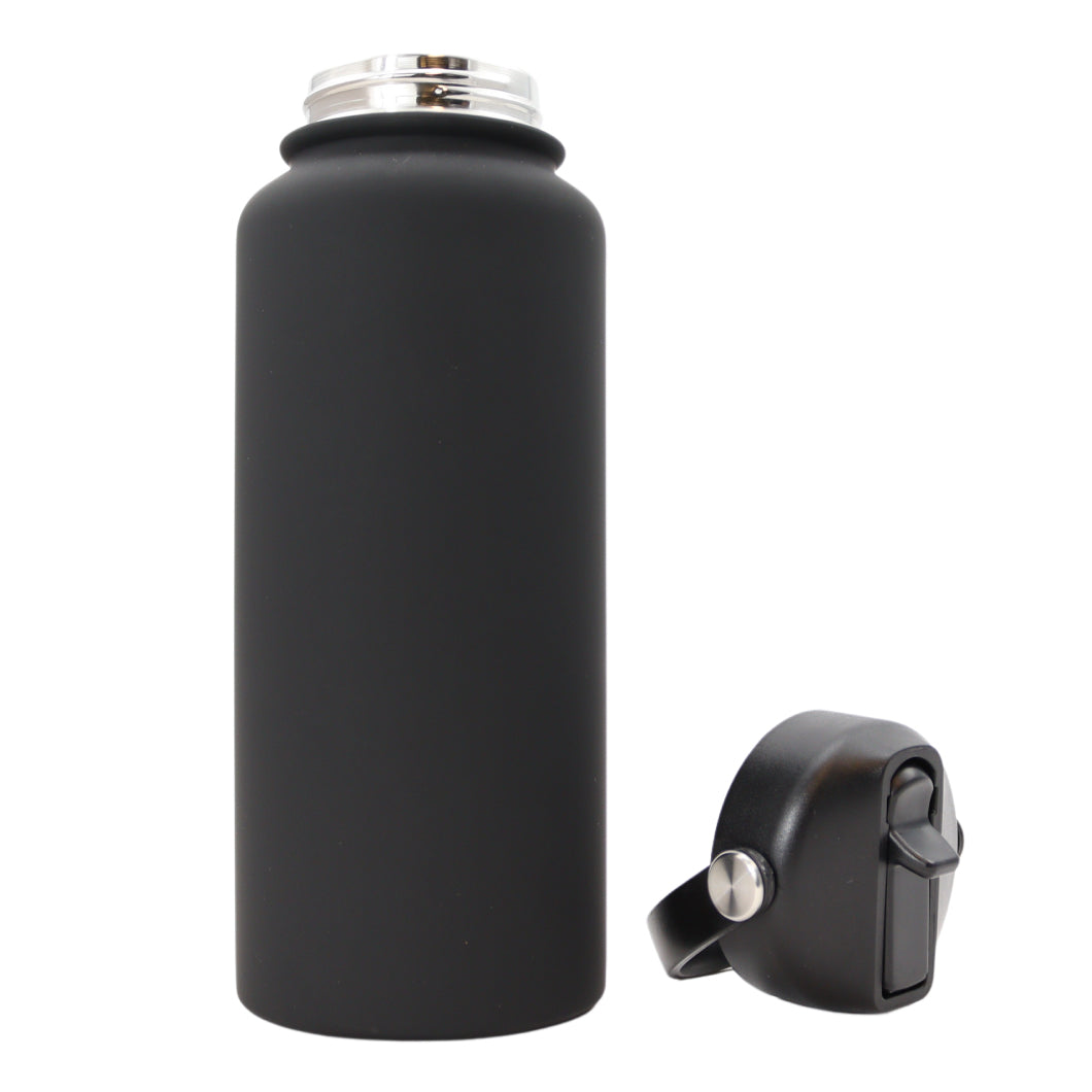 Thermos waterfles 1 liter - Isolerende Waterfles met Draaibare Drinktuit - Zwart