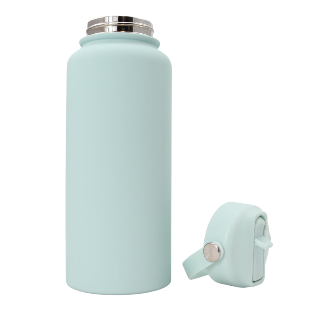 Thermos waterfles 1 liter - Isolerende Waterfles met Draaibare Drinktuit - Pastel Blauw