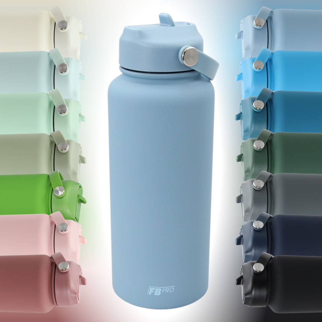 Thermos waterfles 1 liter - Isolerende Waterfles met Draaibare Drinktuit - Licht Blauw