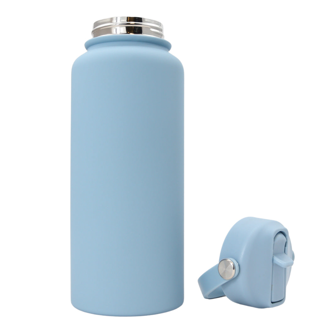 Thermos waterfles 1 liter - Isolerende Waterfles met Draaibare Drinktuit - Licht Blauw