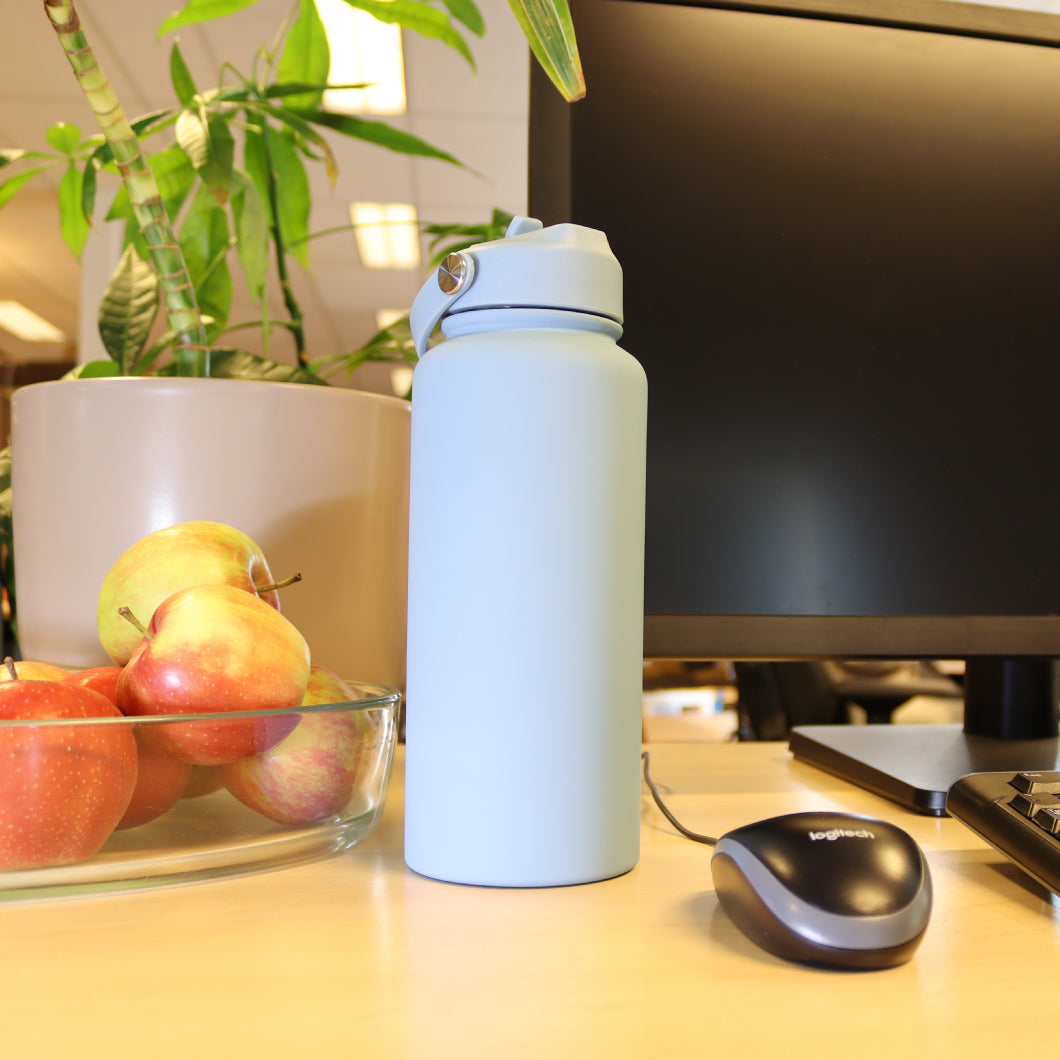 Thermos waterfles 1 liter - Isolerende Waterfles met Draaibare Drinktuit - Licht Blauw