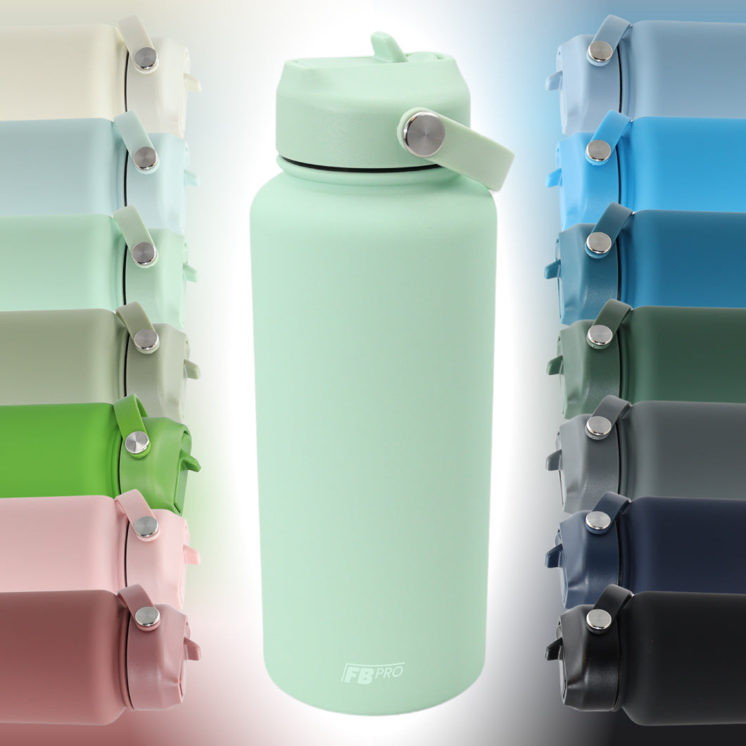 Thermos waterfles 1 liter - Isolerende Waterfles met Draaibare Drinktuit - Pale Green