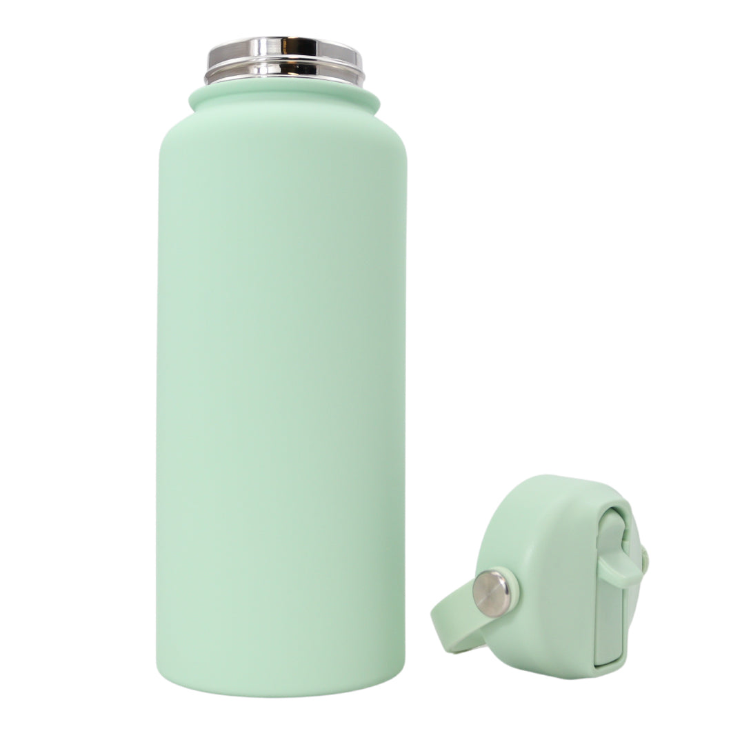 Thermos waterfles 1 liter - Isolerende Waterfles met Draaibare Drinktuit - Pale Green