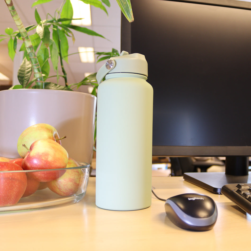 Thermos waterfles 1 liter - Isolerende Waterfles met Draaibare Drinktuit - Ert Groen