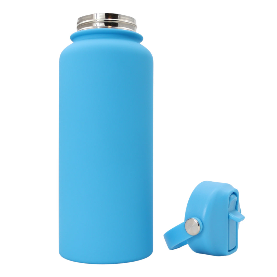 Thermos waterfles 1 liter - Isolerende Waterfles met Draaibare Drinktuit - Aqua Blue - Blauw