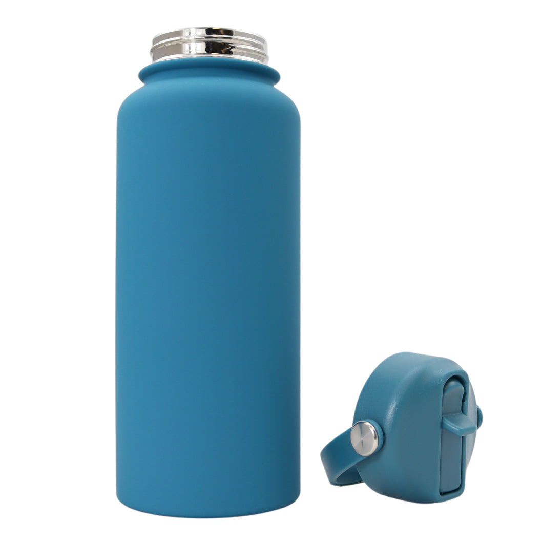 Thermos waterfles 1 liter - Isolerende Waterfles met Draaibare Drinktuit - Zee Blauw