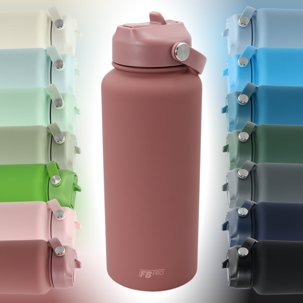 Thermos waterfles 1 liter - Isolerende Waterfles met Draaibare Drinktuit - Roze