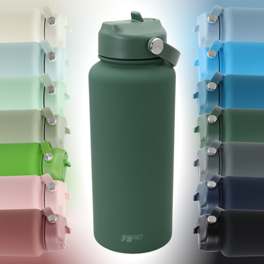 Thermos waterfles 1 liter - Isolerende Waterfles met Draaibare Drinktuit - Moss Green - Donkergroen - Groen