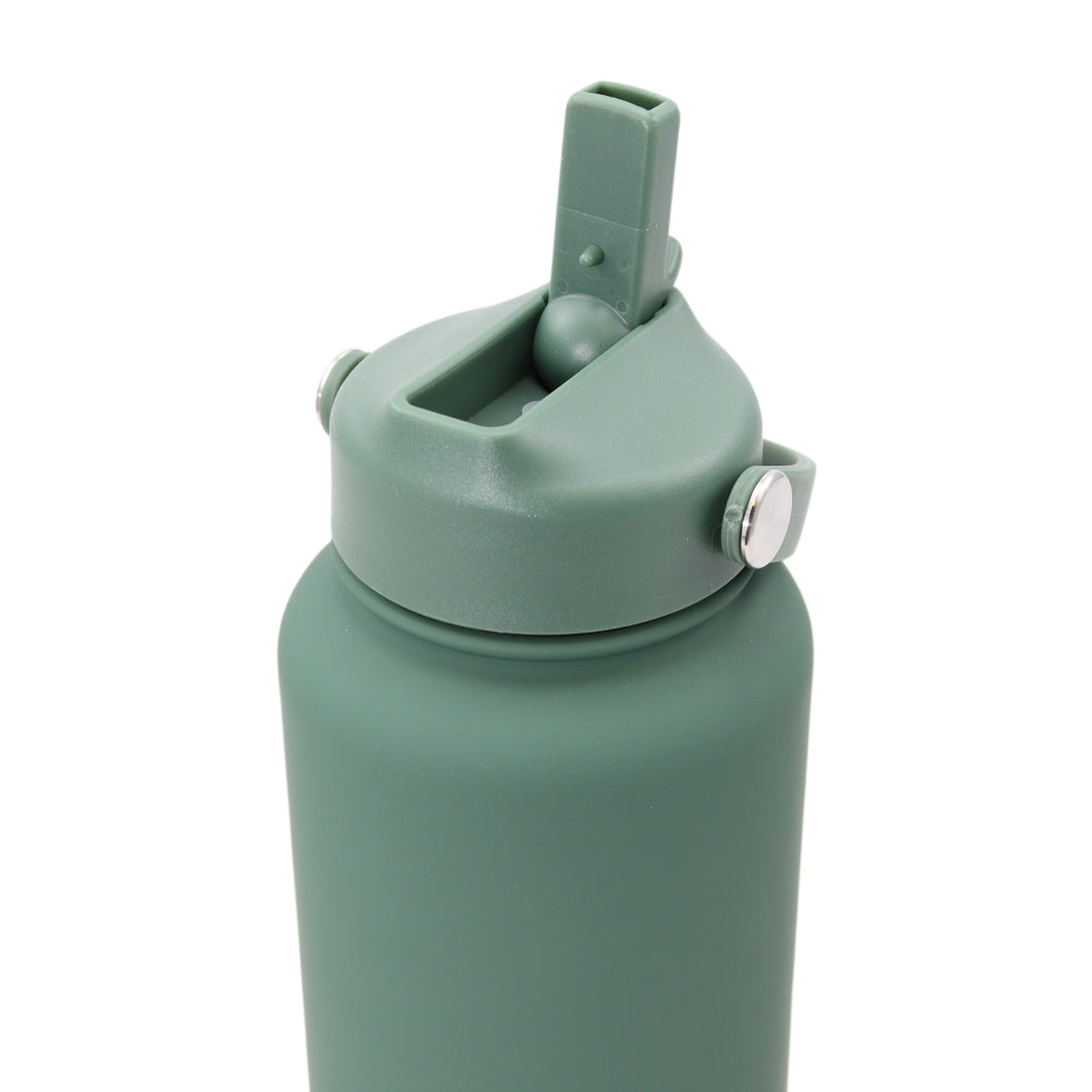 Thermos waterfles 1 liter - Isolerende Waterfles met Draaibare Drinktuit - Moss Green - Donkergroen - Groen