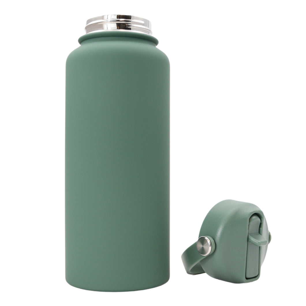 Thermos waterfles 1 liter - Isolerende Waterfles met Draaibare Drinktuit - Moss Green - Donkergroen - Groen