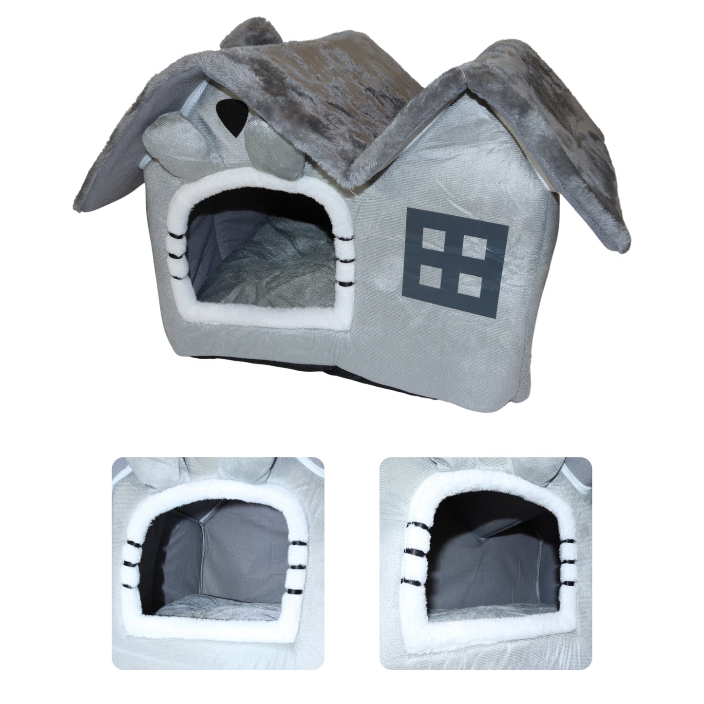 Luxe Kattenhuis voor binnen - Grijze Kattenhuisje - Kattenhuisjes Binnen - Katten Mand - 62x40x47 CM Kattenbed - Met Verwijderbare Dak