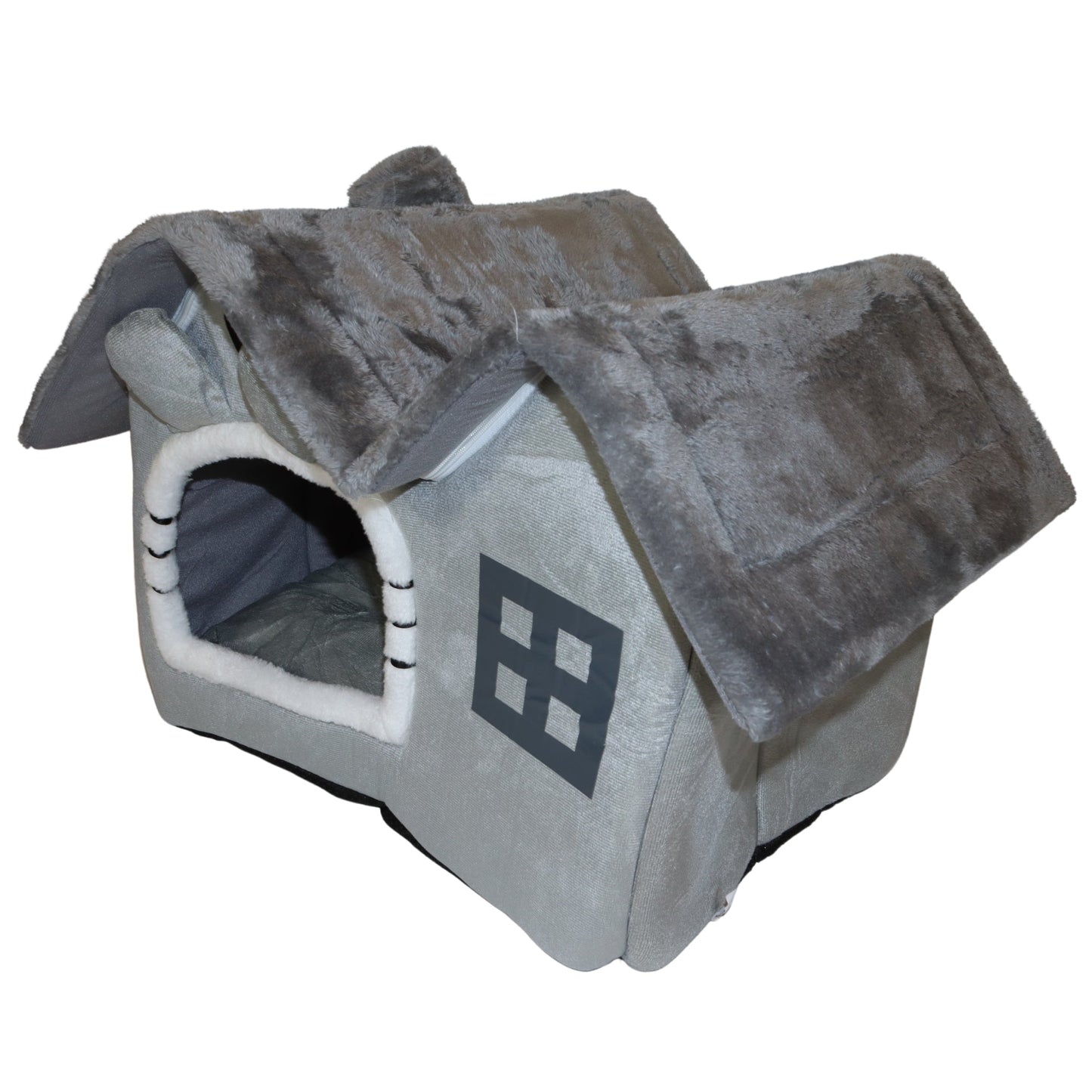 Luxe Kattenhuis voor binnen - Grijze Kattenhuisje - Kattenhuisjes Binnen - Katten Mand - 62x40x47 CM Kattenbed - Met Verwijderbare Dak