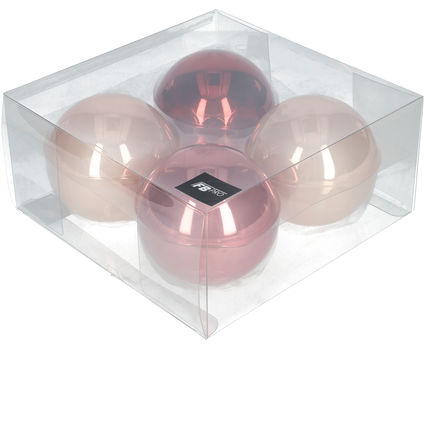 Glazen kerstballen - Set van 4 stuks/100mm - Glas - Wild Blossom - Verschillende Roze tinten