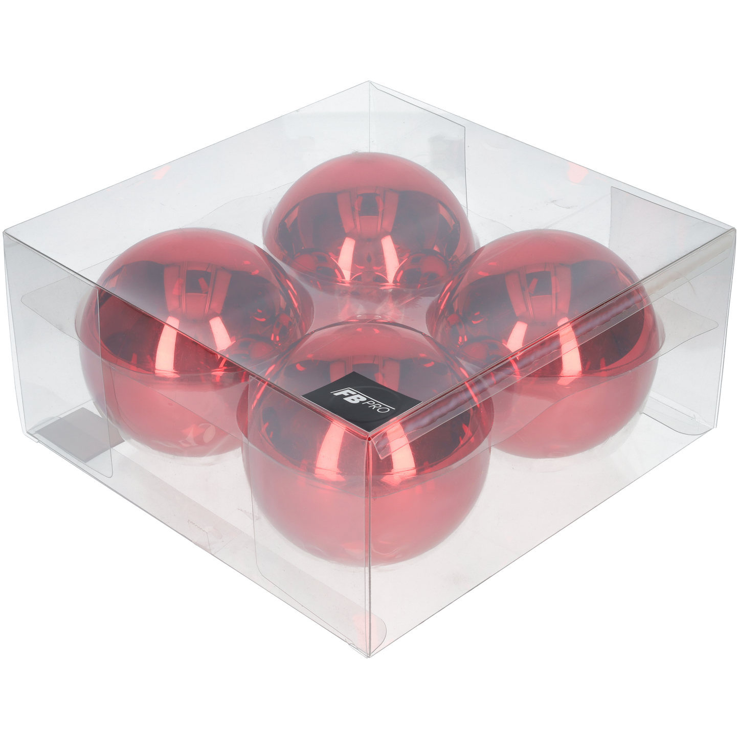 Glazen kerstballen - Set van 4 stuks/100mm - Glas - Rood Glans