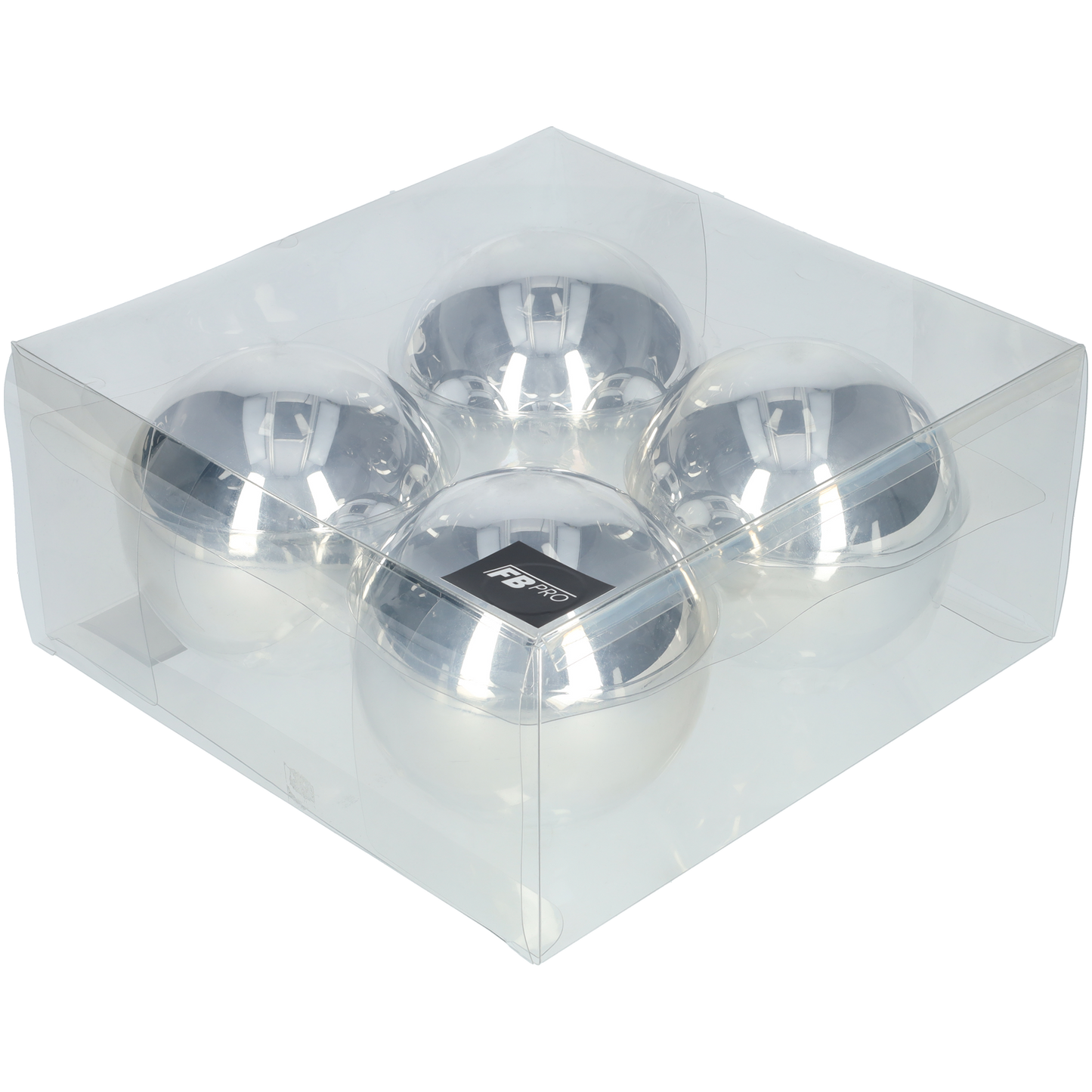 Glazen kerstballen - Set van 4 stuks/100mm - Glas - Zilver Glans