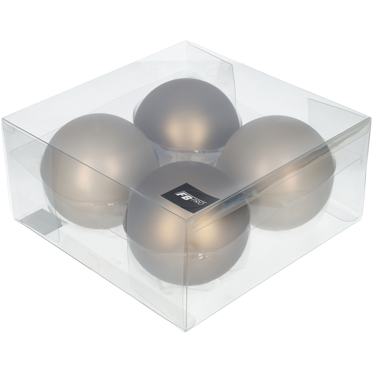 Glazen kerstballen - Set van 4 stuks/100mm - Glas - Eucalyptus - Mat Grijs/Bruin