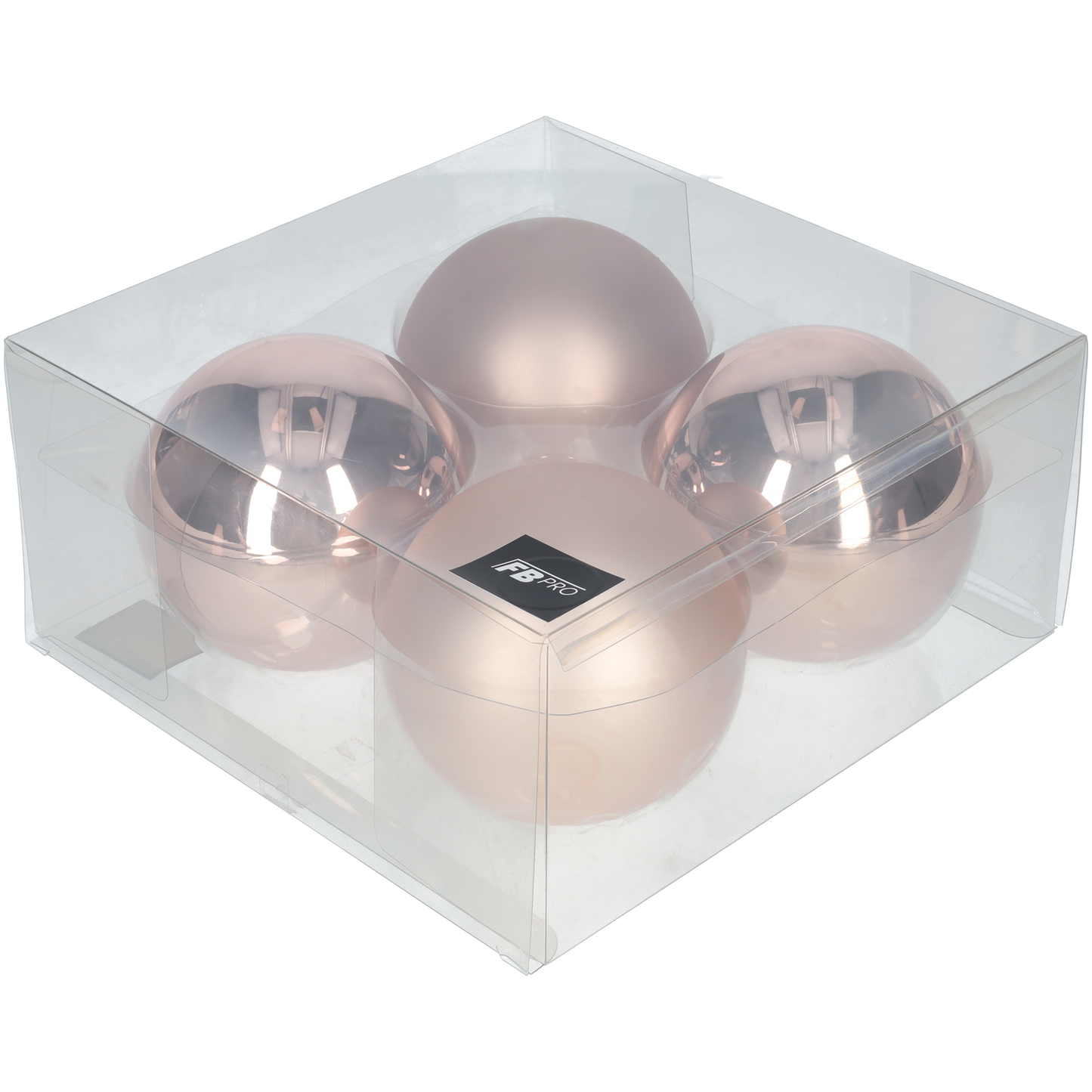 Glazen kerstballen - Set van 4 stuks/100mm - Glas - Smokey Rose - Grijs/Roze