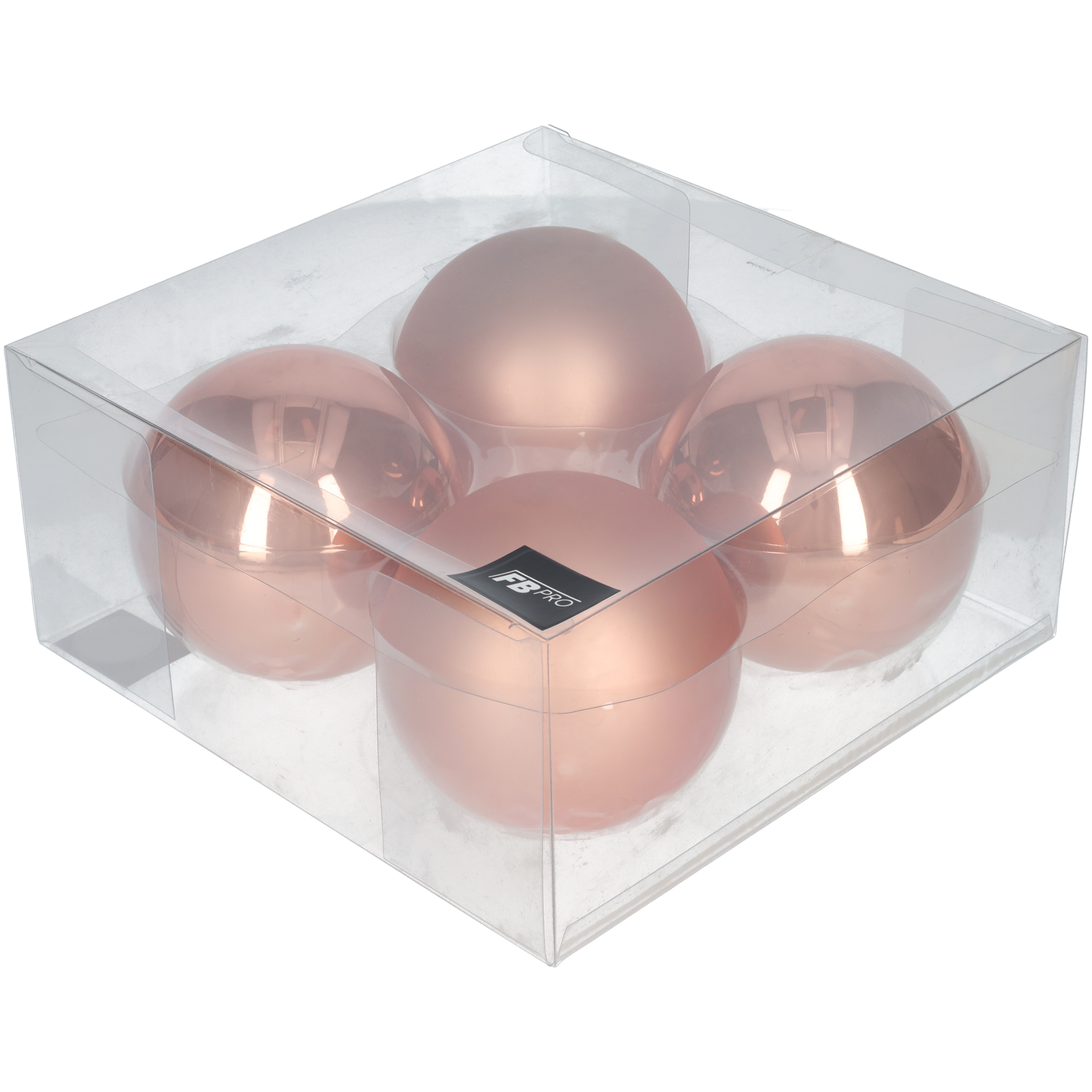 Glazen kerstballen - Set van 4 stuks/100mm - Glas - Coral - Brons/Bronskleurig