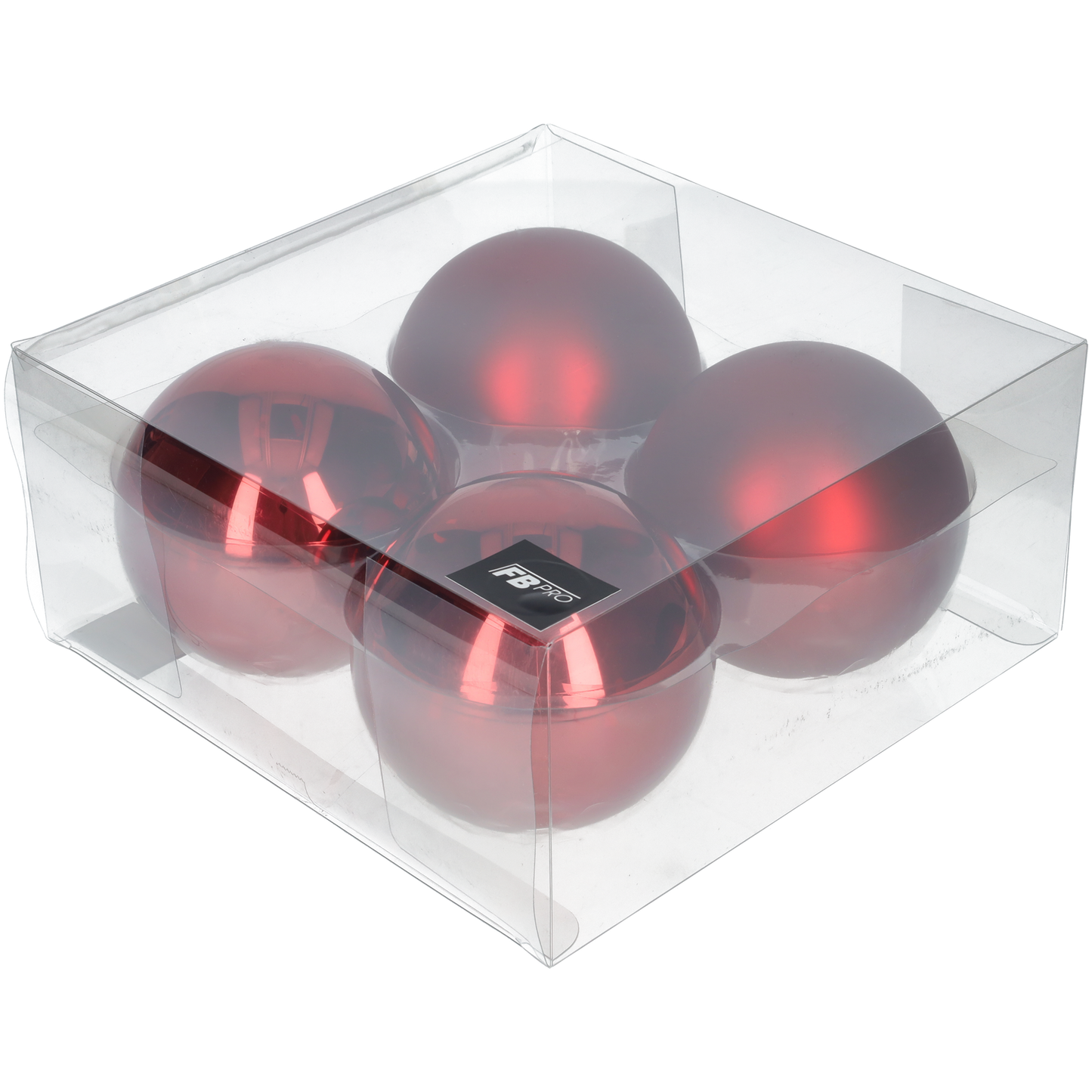Glazen kerstballen - Set van 4 stuks/100mm - Glas - Dark Red Combi - Donkerrood
