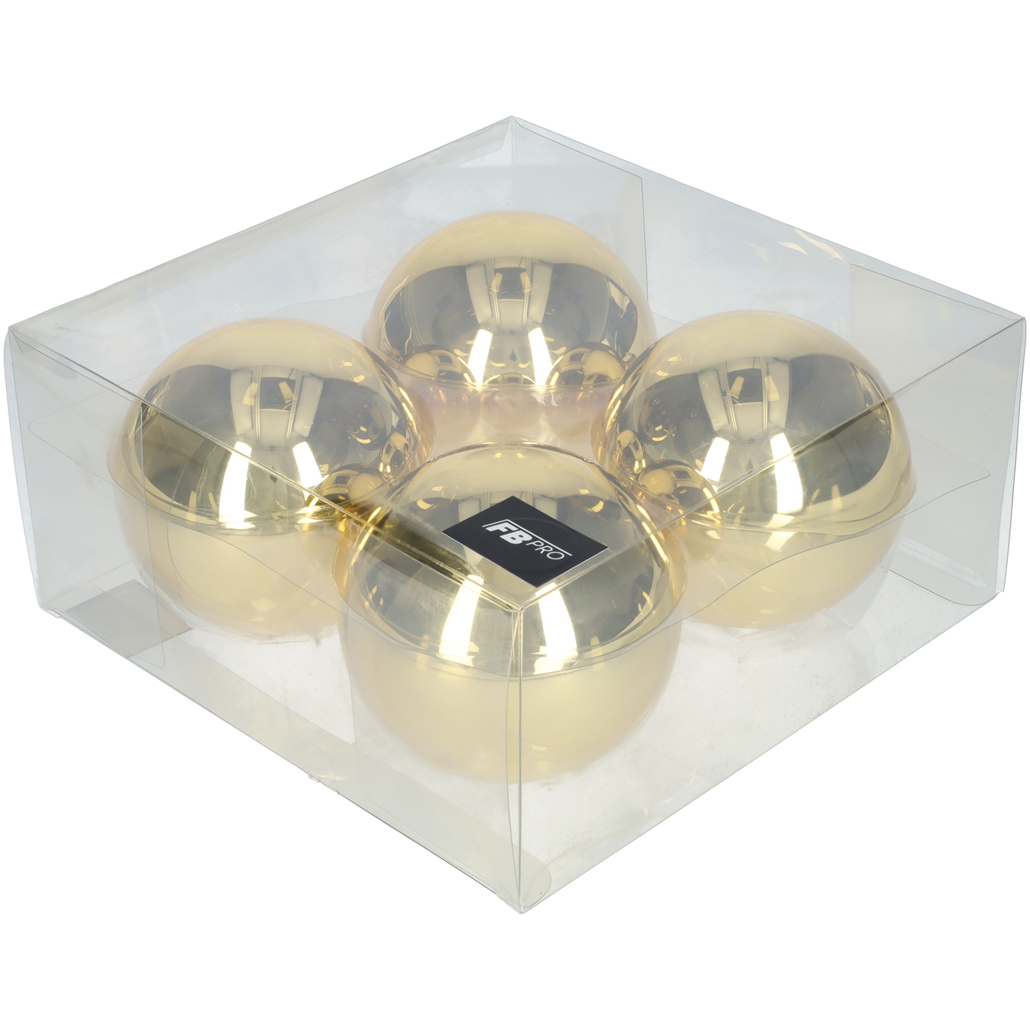 Glazen kerstballen - Set van 4 stuks/100mm - Glas - Bright Gold Glans - Goud