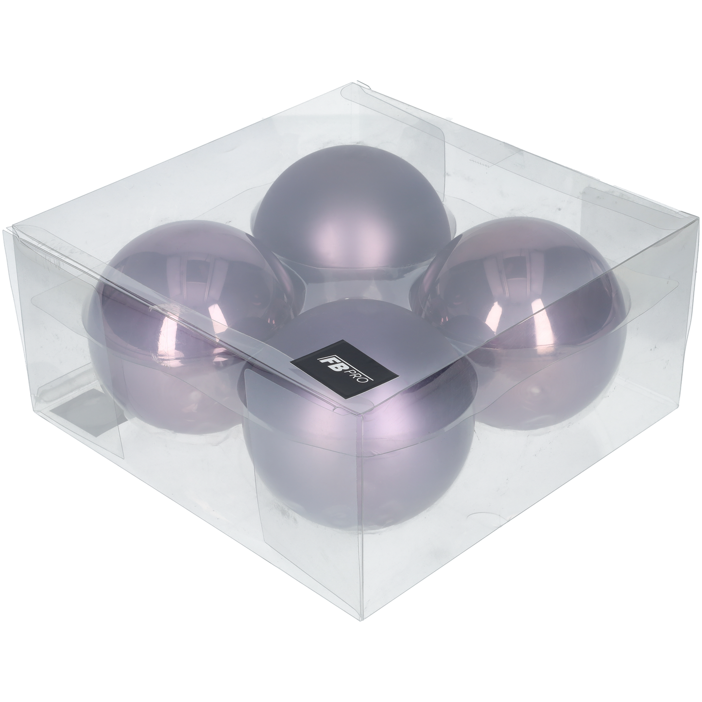 Glazen kerstballen - Set van 4 stuks/100mm - Glas - Frosted Lilac - Donkerpaars