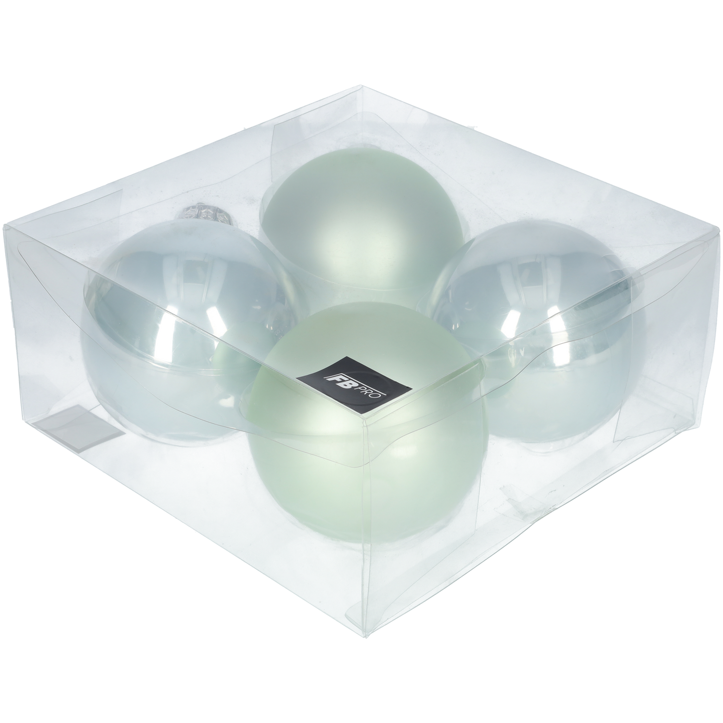 Glazen kerstballen - Set van 4 stuks/100mm - Glas - Oyster Grey - Lichtgrijs