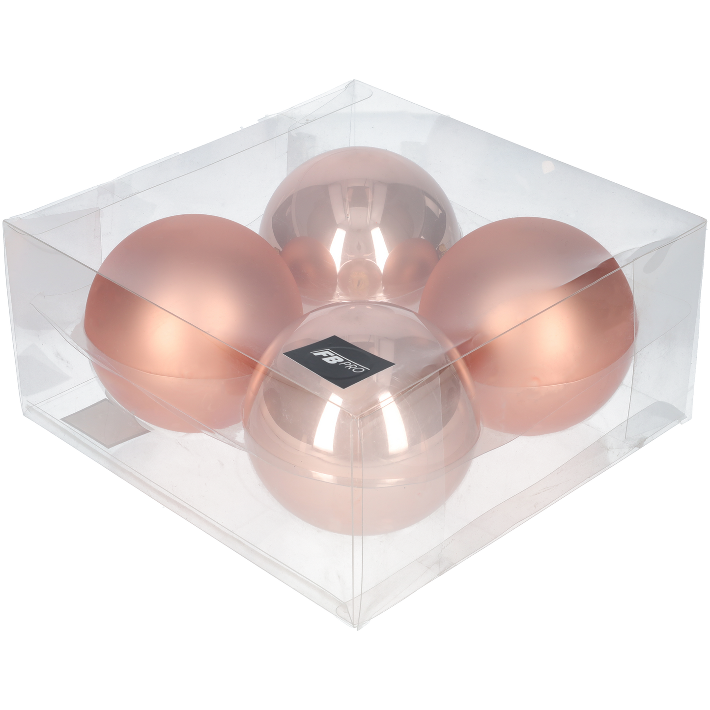 Glazen kerstballen - Set van 4 stuks/100mm - Glas - Terra Sand - Rozekleurig