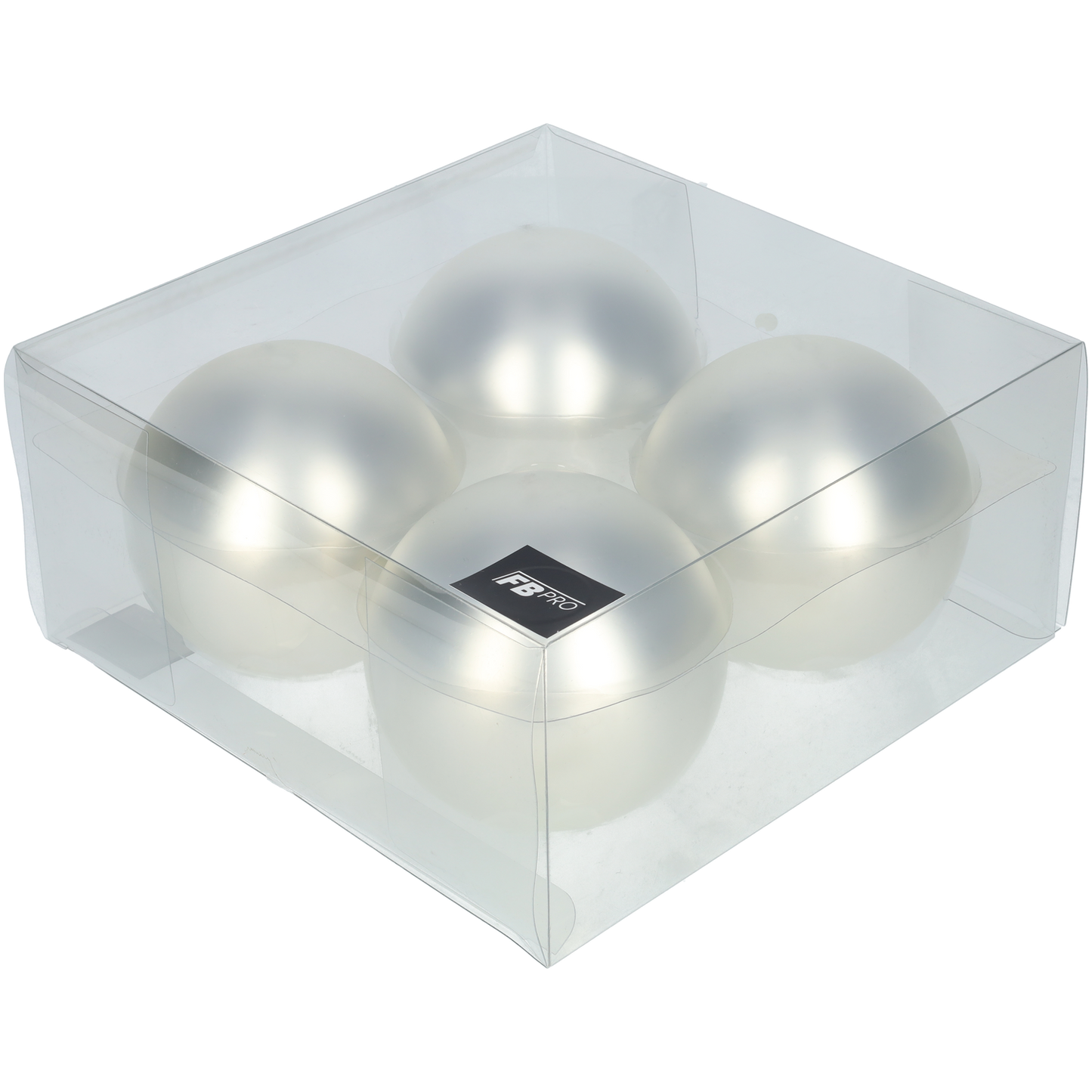 Glazen kerstballen - Set van 4stuks/100mm - Glas - Matte Silver - Mat Zilver