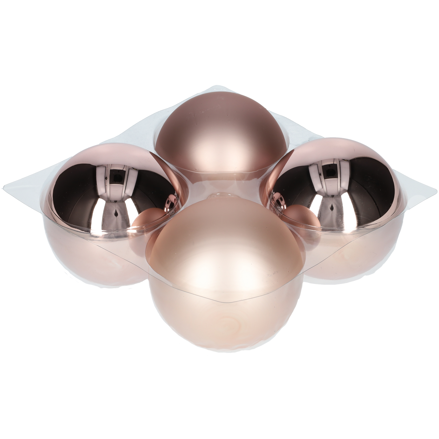 Glazen kerstballen - Set van 4 stuks/100mm - Glas - Smokey Rose - Grijs/Roze