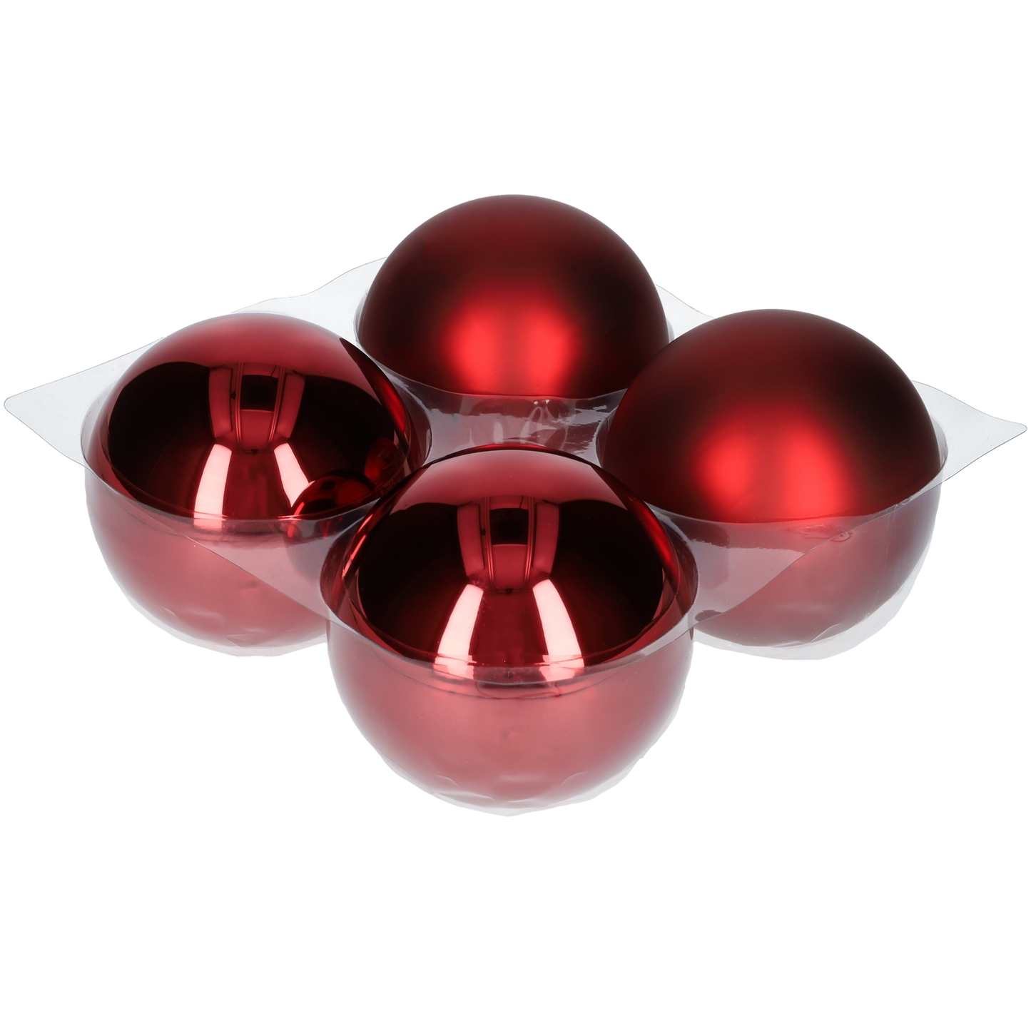 Glazen kerstballen - Set van 4 stuks/100mm - Glas - Dark Red Combi - Donkerrood