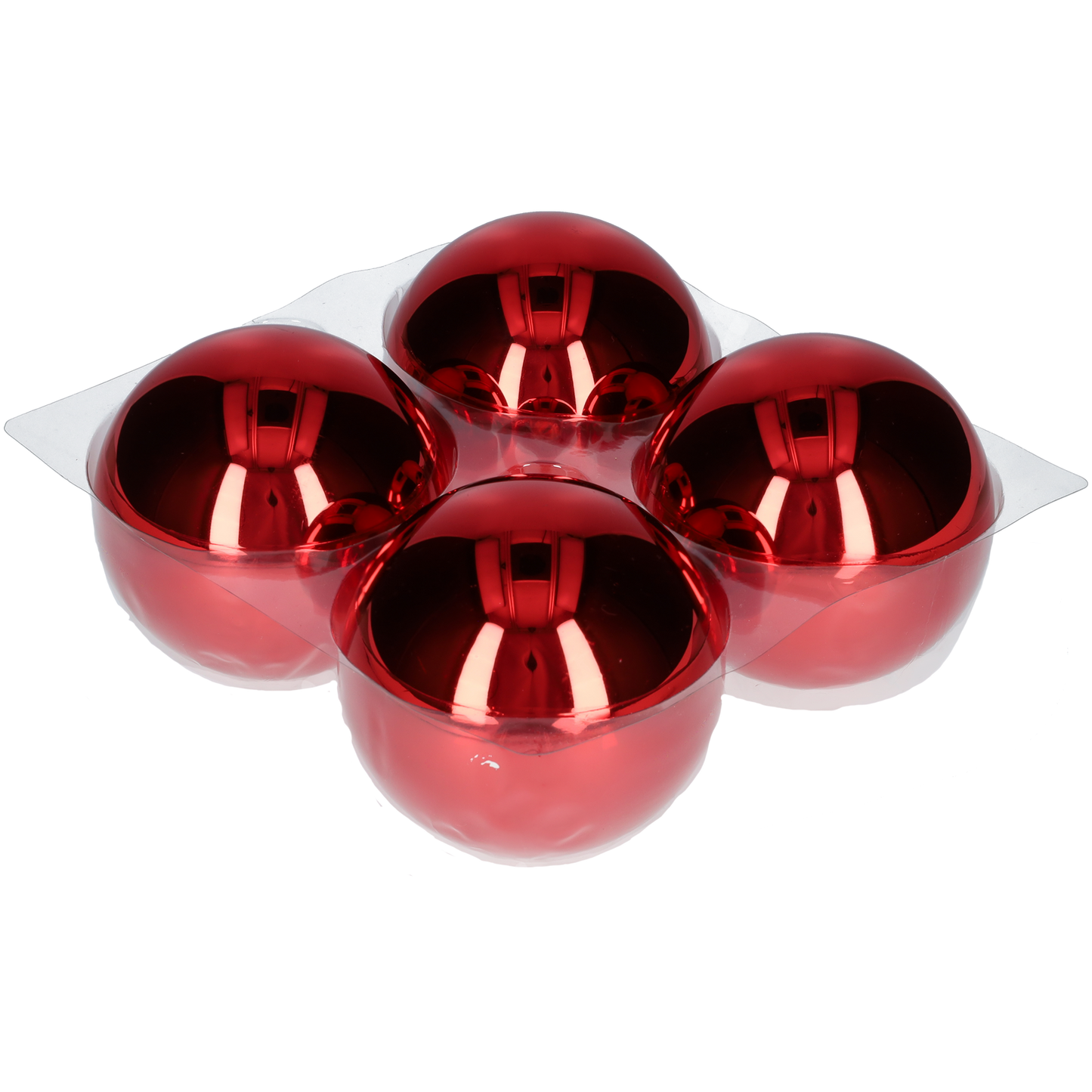 Glazen kerstballen - Set van 4 stuks/100mm - Glas - Rood Glans