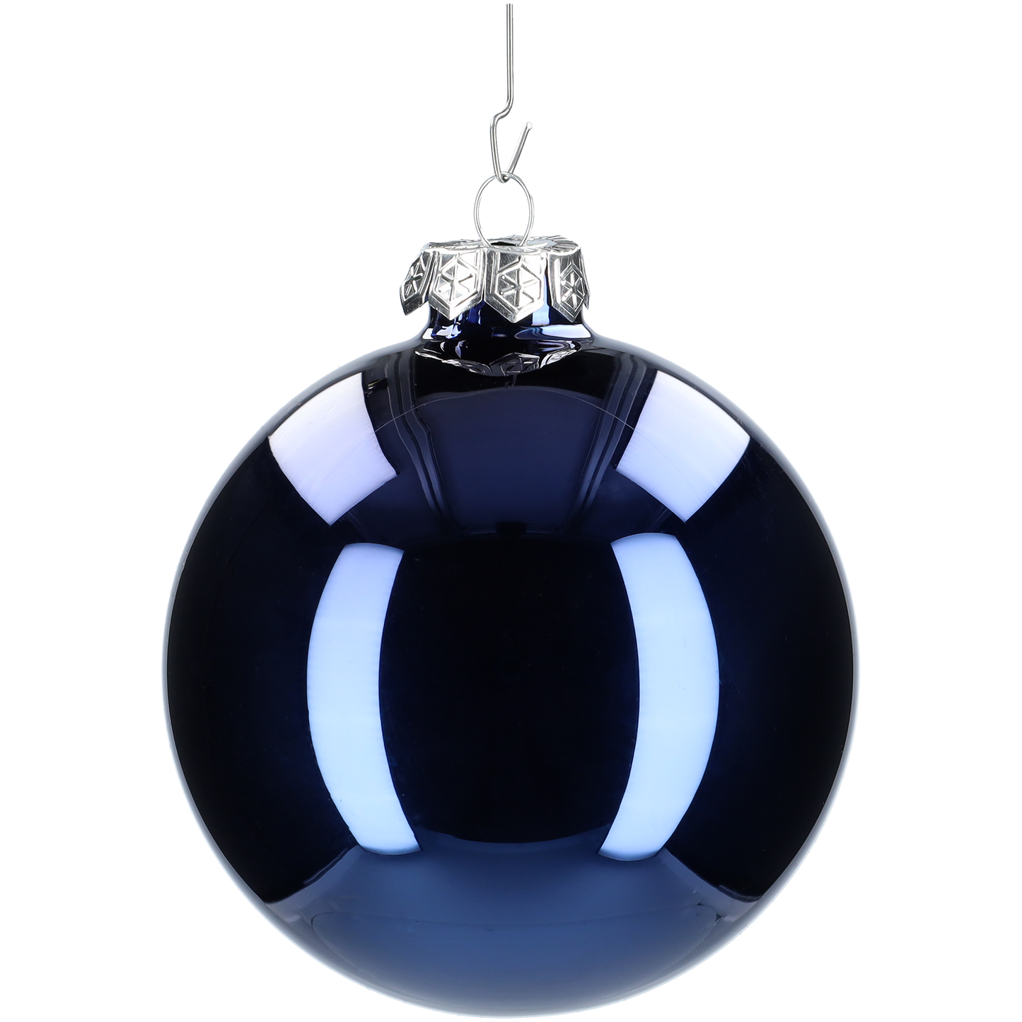 Glazen kerstballen - Set van 4 stuks/100mm - Glas - Night Blue - Blauw/Donkerblauw