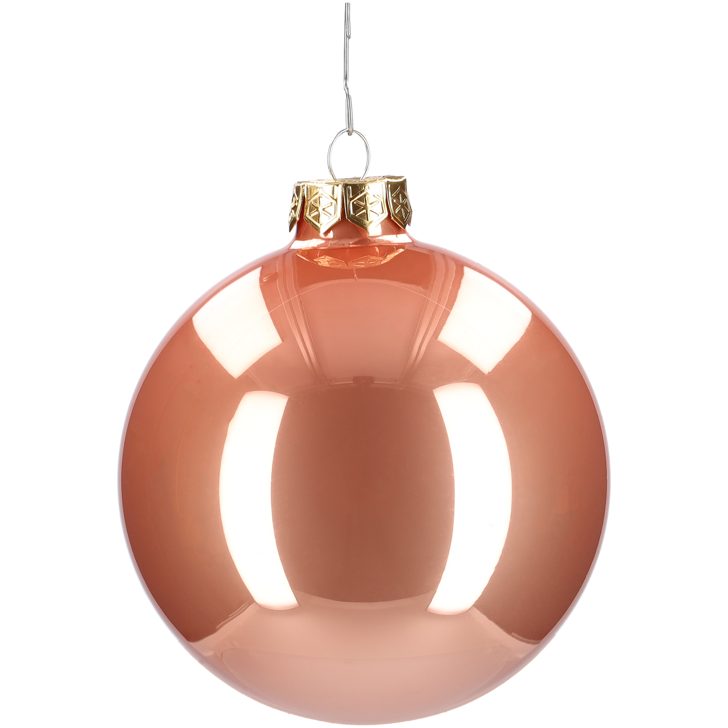 Glazen kerstballen - Set van 4 stuks/100mm - Glas - Coral - Brons/Bronskleurig