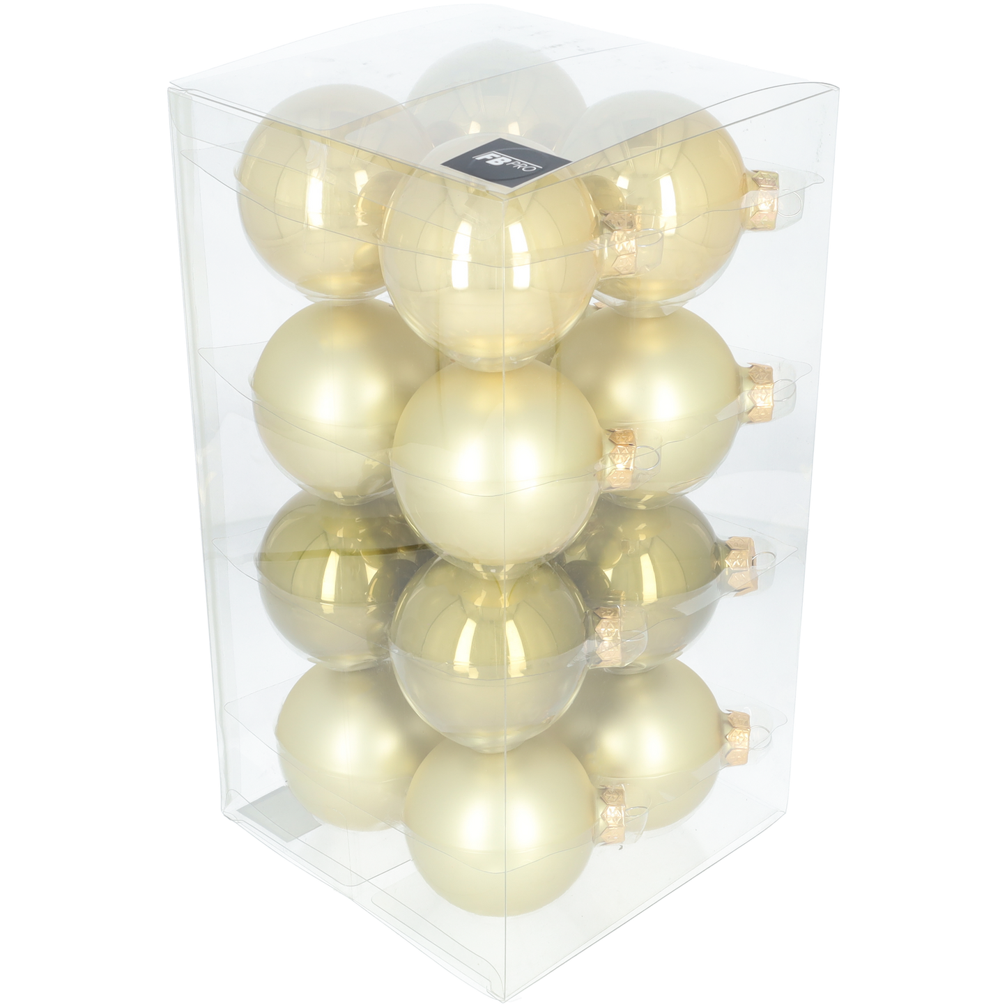 Glazen kerstballen - Set van 16 stuks/80mm - Glas - Mustard Gold - Goud/Bruin